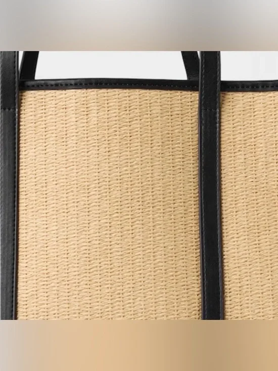 Gap Straw Faux Leather Tote Bag Purse Vacation Travel Beach Swimming Summer - Picture 4 of 5